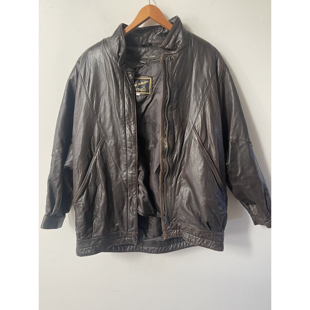 Vtg Jacket Golden Collection By Rafaello Y2K Mens 80s Leather XL Brown Bomber